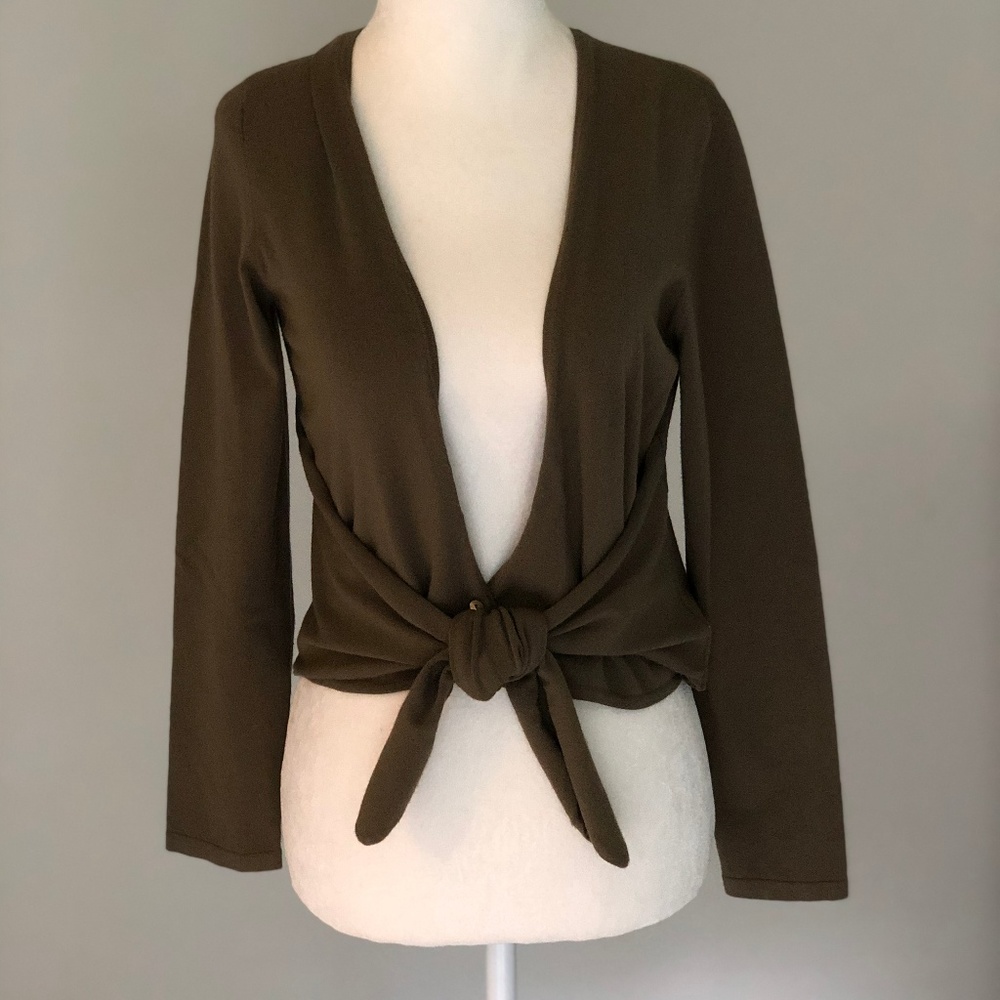 Talbots olive vneck cardigan